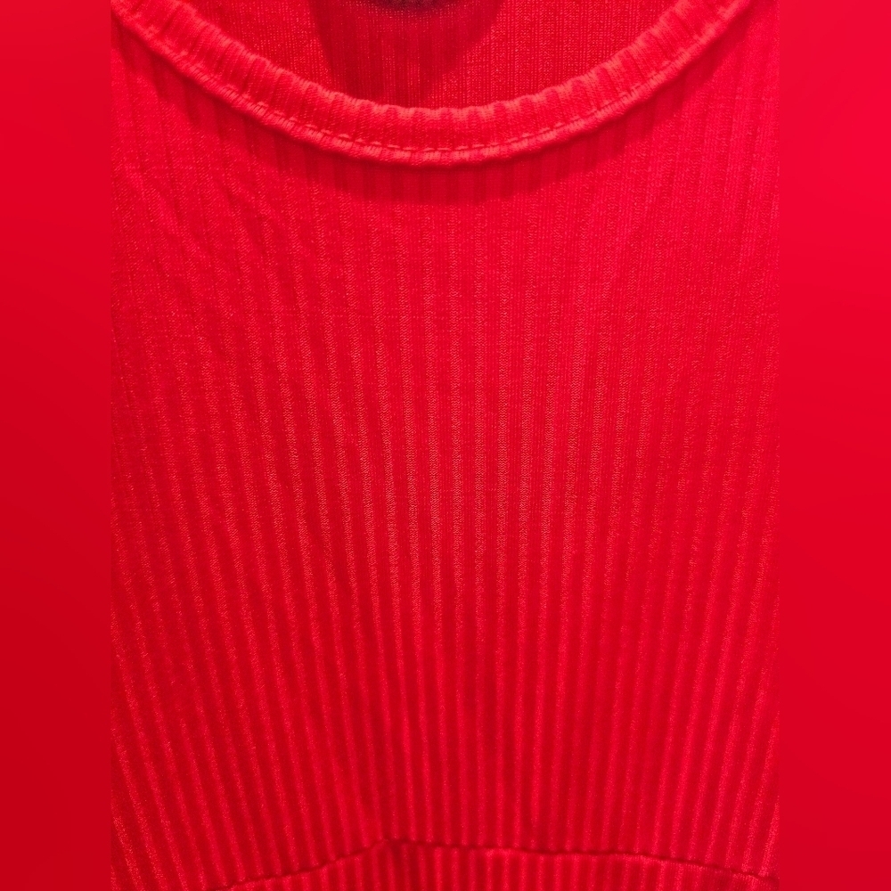 True Rock Red Ribbed Maxi Dress Size XXL | Sleeveless Stretch Knit Shorts Dress - Picture 3 of 10